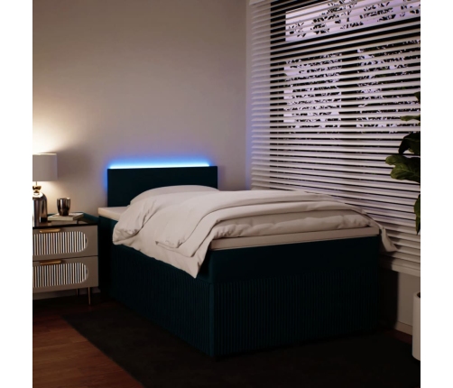 Cama box spring con colchón terciopelo azul 120x190 cm