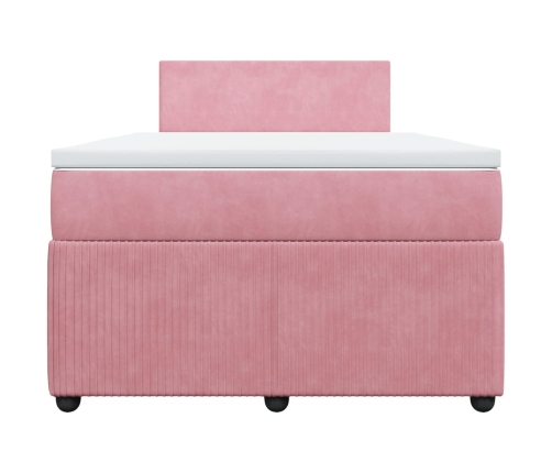 Cama box spring con colchón terciopelo rosa 120x190 cm