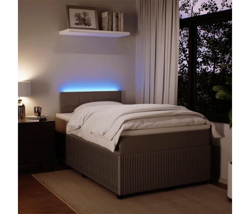 Cama box spring con colchón terciopelo gris claro 120x190 cm