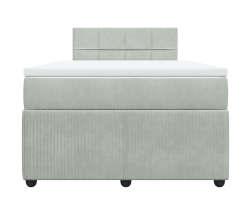 Cama box spring con colchón terciopelo gris claro 120x190 cm