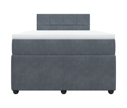 Cama box spring con colchón terciopelo gris oscuro 120x190 cm