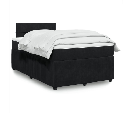 Cama box spring con colchón terciopelo negro 120x190 cm