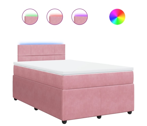 Cama box spring con colchón terciopelo rosa 120x190 cm