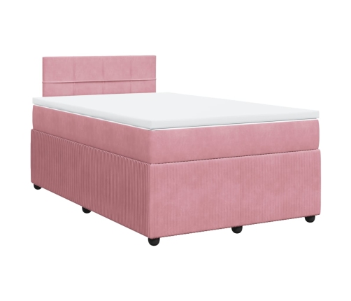 Cama box spring con colchón terciopelo rosa 120x190 cm