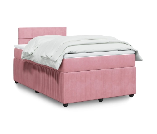 Cama box spring con colchón terciopelo rosa 120x190 cm