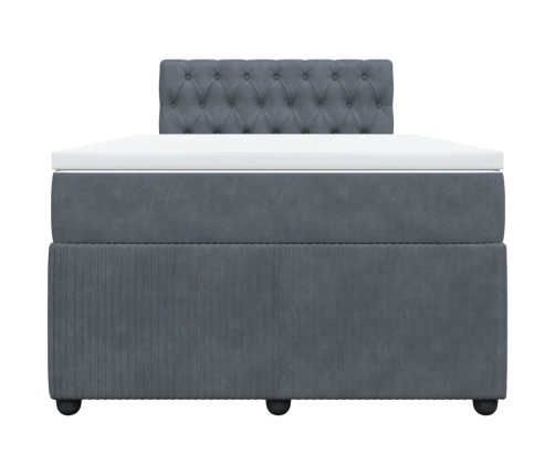 Cama box spring con colchón terciopelo gris oscuro 120x190 cm