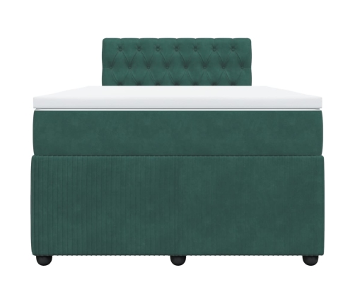 Cama box spring con colchón terciopelo verde oscuro 120x190 cm