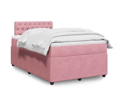 Cama box spring con colchón terciopelo rosa 120x190 cm