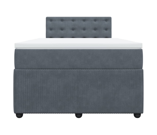 Cama box spring con colchón terciopelo gris oscuro 120x190 cm