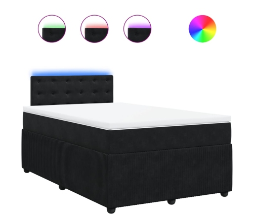 Cama box spring con colchón terciopelo negro 120x190 cm