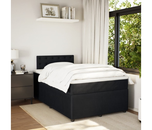 Cama box spring con colchón terciopelo negro 120x190 cm