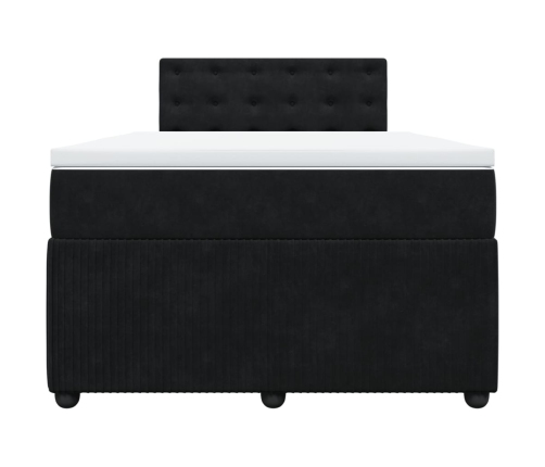 Cama box spring con colchón terciopelo negro 120x190 cm