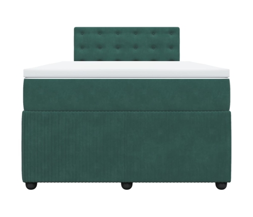 Cama box spring con colchón terciopelo verde oscuro 120x190 cm