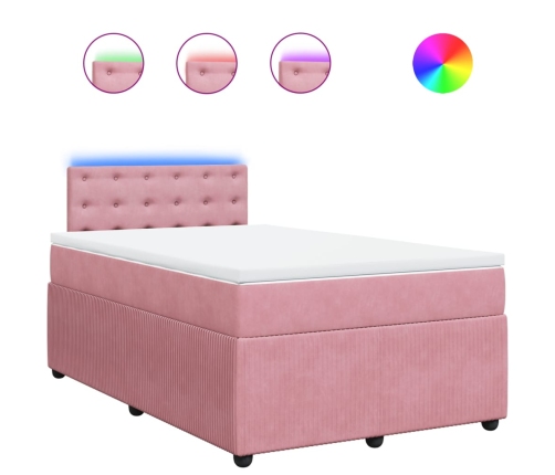Cama box spring con colchón terciopelo rosa 120x190 cm