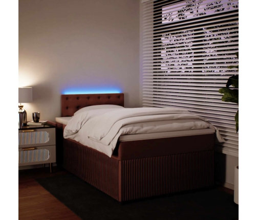 Cama box spring con colchón terciopelo rosa 120x190 cm