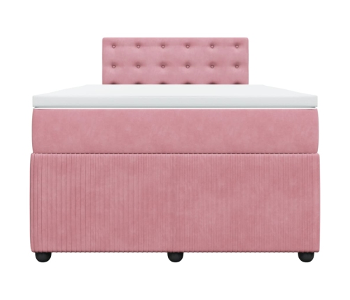 Cama box spring con colchón terciopelo rosa 120x190 cm