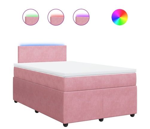 Cama box spring con colchón terciopelo rosa 120x200 cm