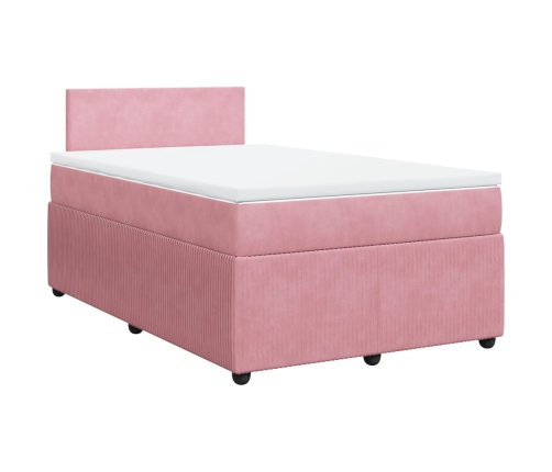 Cama box spring con colchón terciopelo rosa 120x200 cm