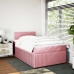 Cama box spring con colchón terciopelo rosa 120x200 cm