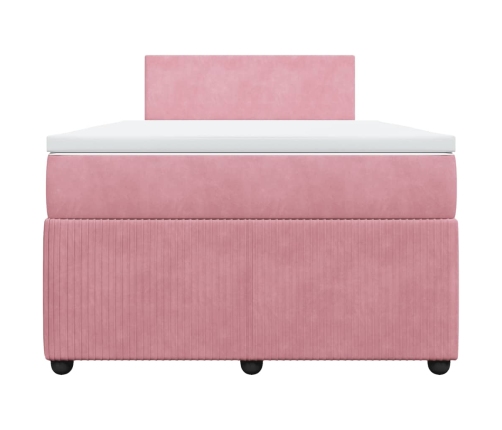Cama box spring con colchón terciopelo rosa 120x200 cm