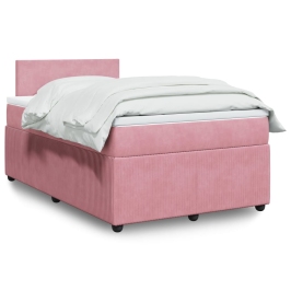 Cama box spring con colchón terciopelo rosa 120x200 cm