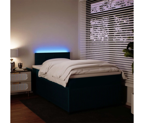 Cama box spring con colchón terciopelo azul 120x200 cm