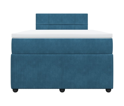 Cama box spring con colchón terciopelo azul 120x200 cm