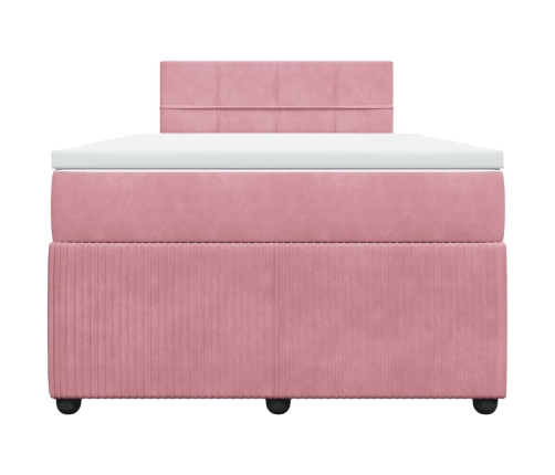 Cama box spring con colchón terciopelo rosa 120x200 cm