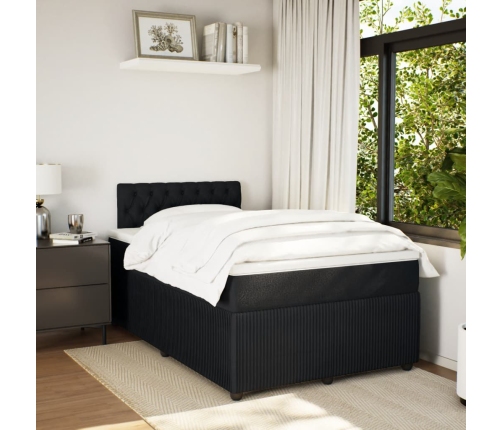 Cama box spring con colchón terciopelo negro 120x200 cm