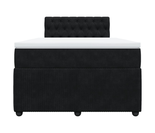 Cama box spring con colchón terciopelo negro 120x200 cm