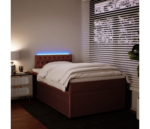 Cama box spring con colchón terciopelo rosa 120x200 cm