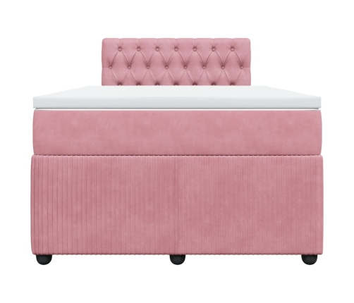 Cama box spring con colchón terciopelo rosa 120x200 cm