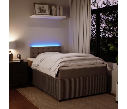 Cama box spring con colchón terciopelo gris claro 120x200 cm