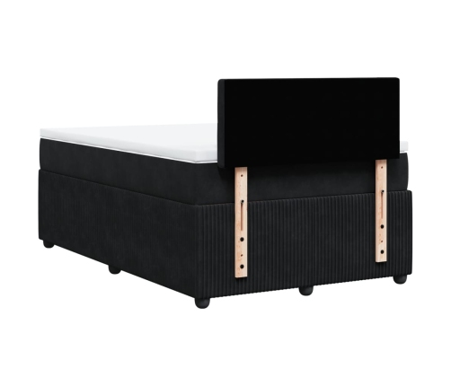 Cama box spring con colchón terciopelo negro 120x200 cm