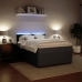 Cama box spring con colchón terciopelo gris oscuro 140x190 cm
