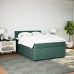 Cama box spring con colchón terciopelo verde oscuro 140x190 cm