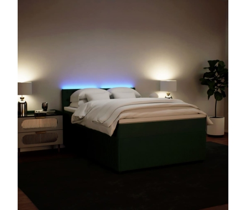 Cama box spring con colchón terciopelo verde oscuro 140x190 cm