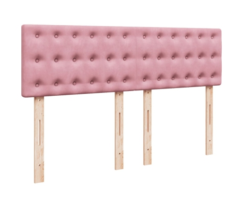 Cama box spring con colchón terciopelo rosa 140x190 cm