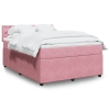 Cama box spring con colchón terciopelo rosa 140x190 cm