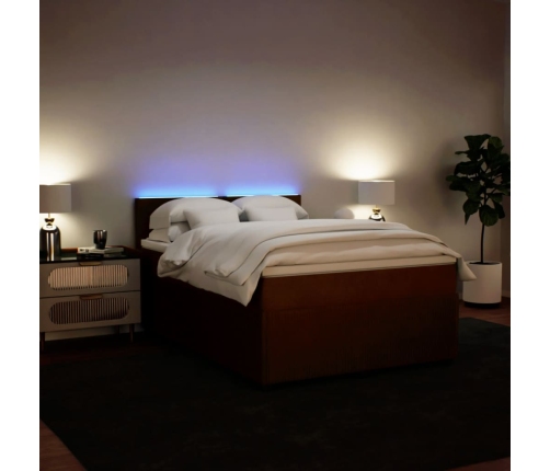 Cama box spring con colchón terciopelo rosa 160x200 cm