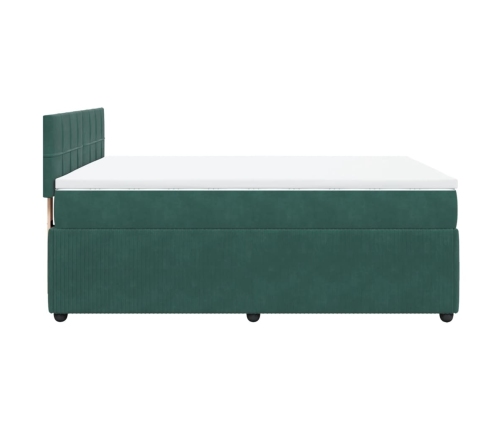 Cama box spring con colchón terciopelo verde oscuro 160x200 cm