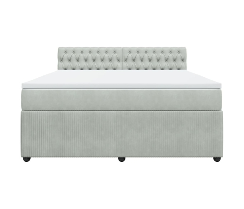 Cama box spring con colchón terciopelo gris claro 180x200 cm