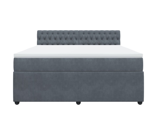 Cama box spring con colchón terciopelo gris oscuro 180x200 cm