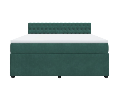 Cama box spring con colchón terciopelo verde oscuro 180x200 cm