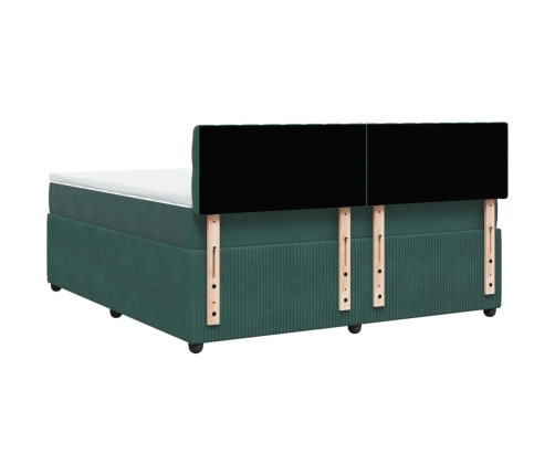 Cama box spring con colchón terciopelo verde oscuro 180x200 cm