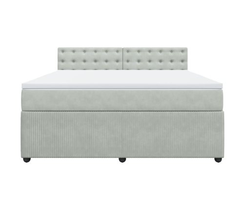 Cama box spring con colchón terciopelo gris claro 180x200 cm