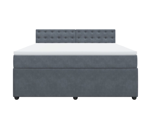 Cama box spring con colchón terciopelo gris oscuro 180x200 cm