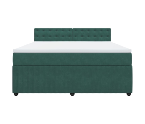 Cama box spring con colchón terciopelo verde oscuro 180x200 cm