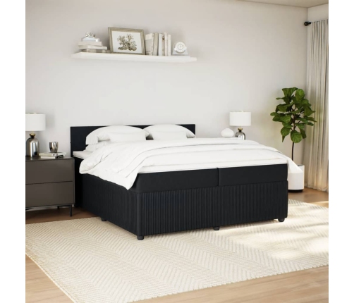 Cama box spring con colchón terciopelo negro 200x200 cm