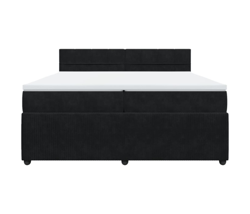 Cama box spring con colchón terciopelo negro 200x200 cm